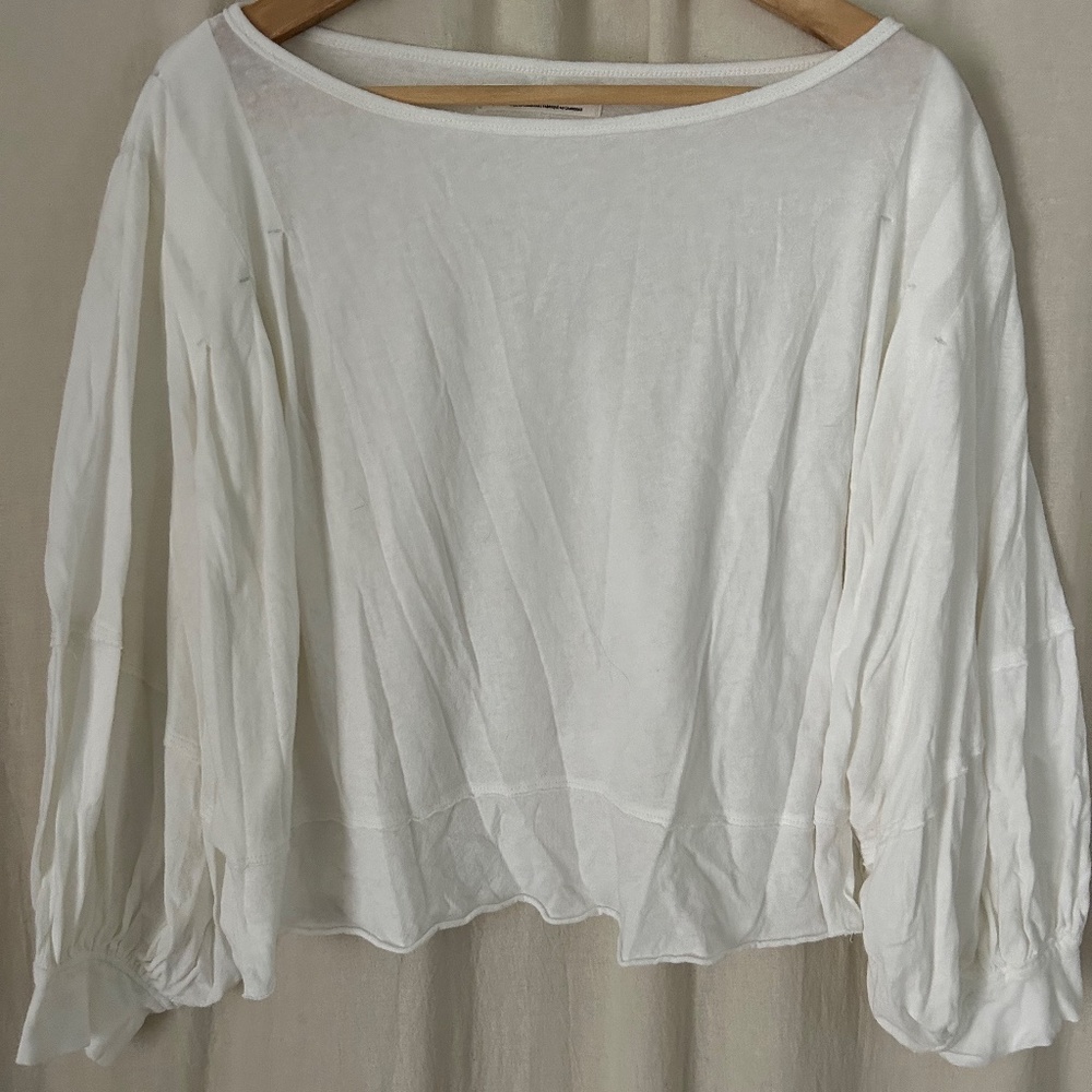 Free People -White - 3/4" slv tee